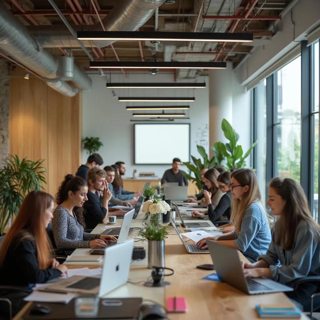 Moderno espacio de coworking para alumnos