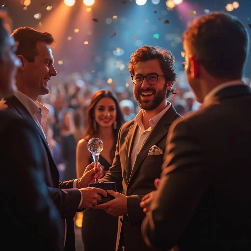 Emprendedor exitoso celebrando